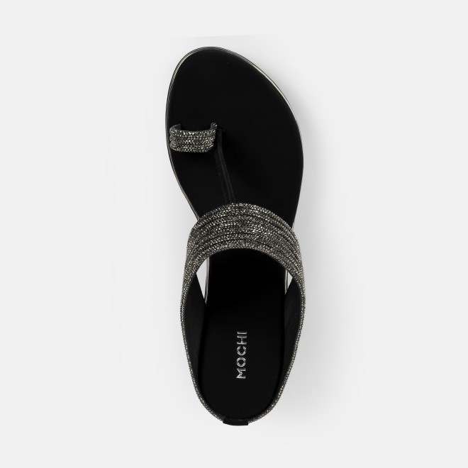 Mochi Women Black Ethnic Slip Ons (SKU: 35-2427-11-36)
