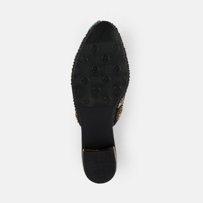 Mochi Women Black Ethnic Slip Ons (SKU: 35-2429-11-37)