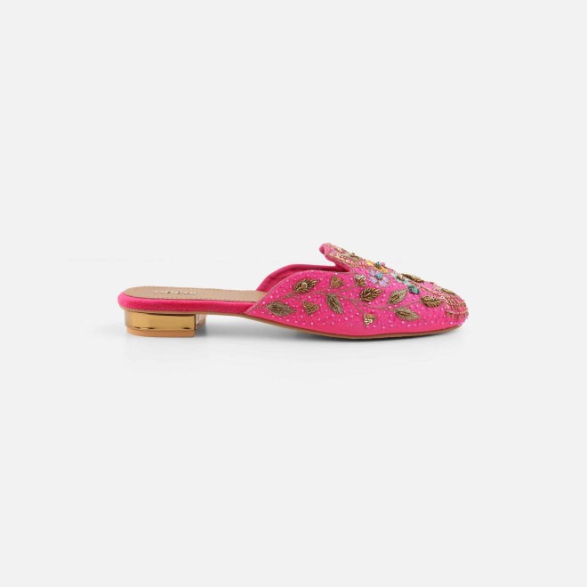 Mochi Women Pink Ethnic Slip Ons (SKU: 35-2429-24-36)