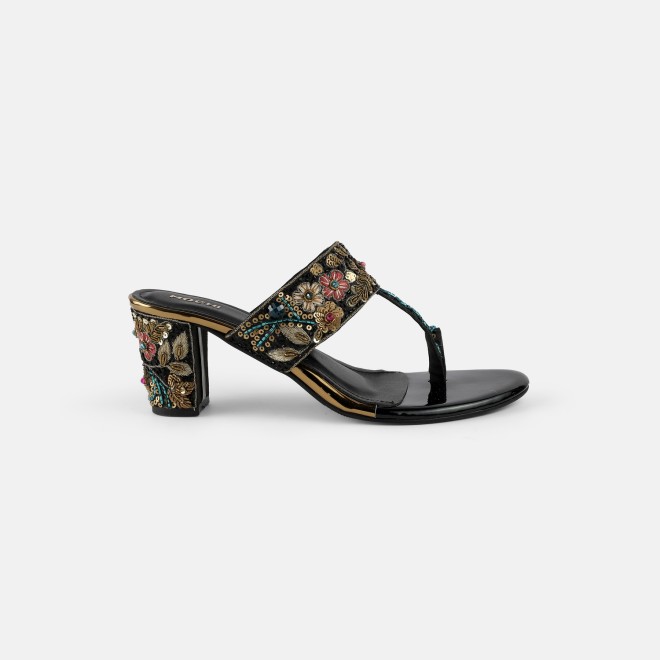 Mochi Women Black Ethnic Slip Ons (SKU: 35-2430-11-36)