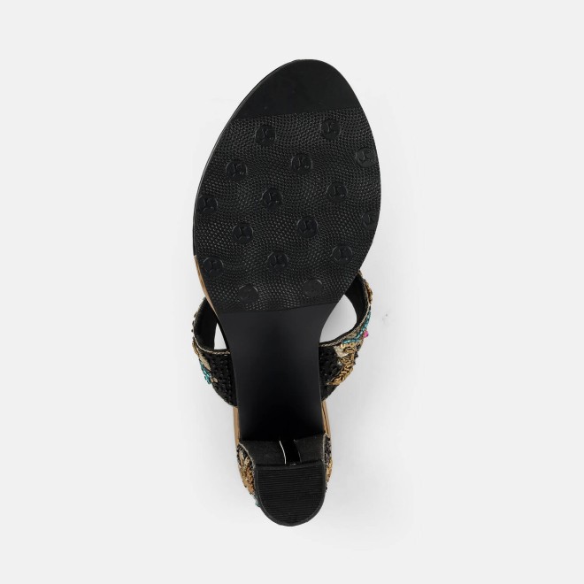 Mochi Women Black Ethnic Slip Ons (SKU: 35-2430-11-36)