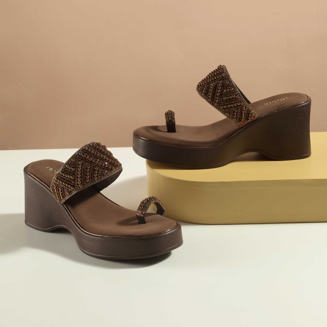 Women Antic-gold Ethnic Slip Ons