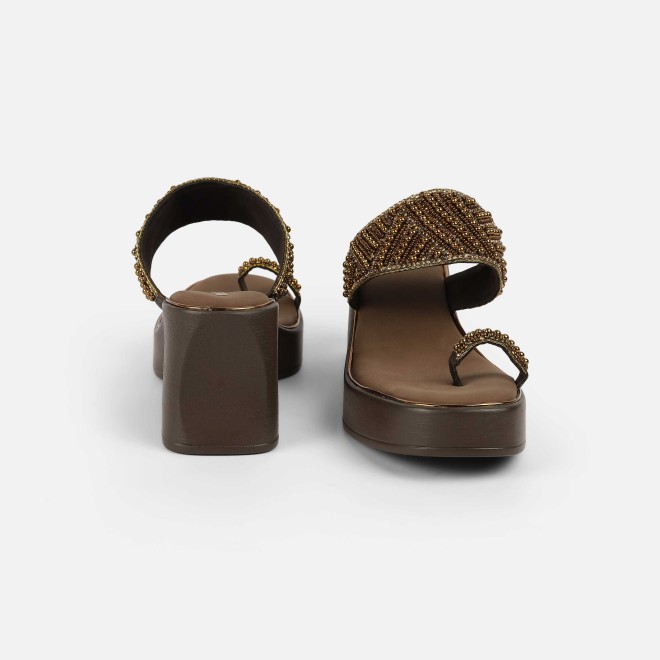 Mochi Women Antic-gold Ethnic Slip Ons (SKU: 35-2431-28-39)