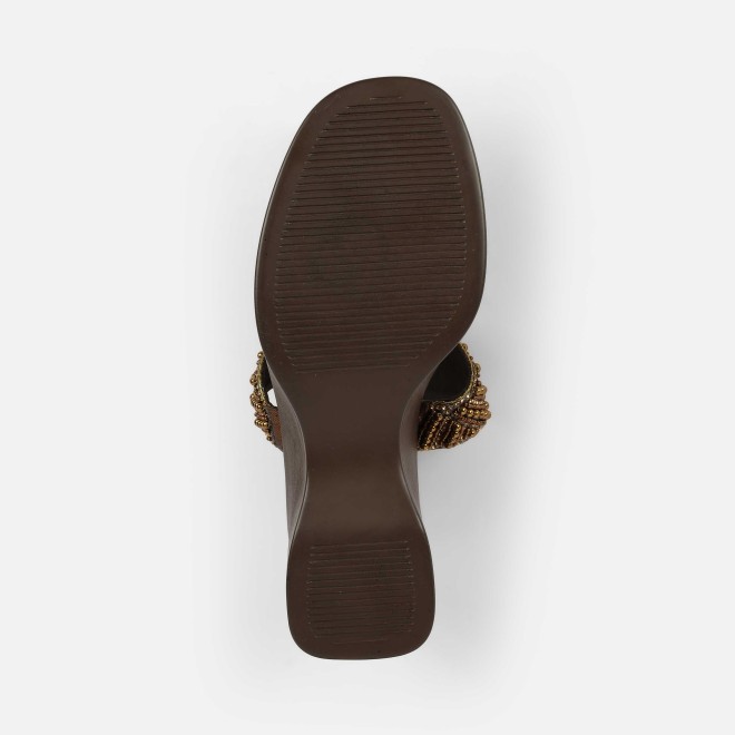 Mochi Women Antic-gold Ethnic Slip Ons (SKU: 35-2431-28-39)