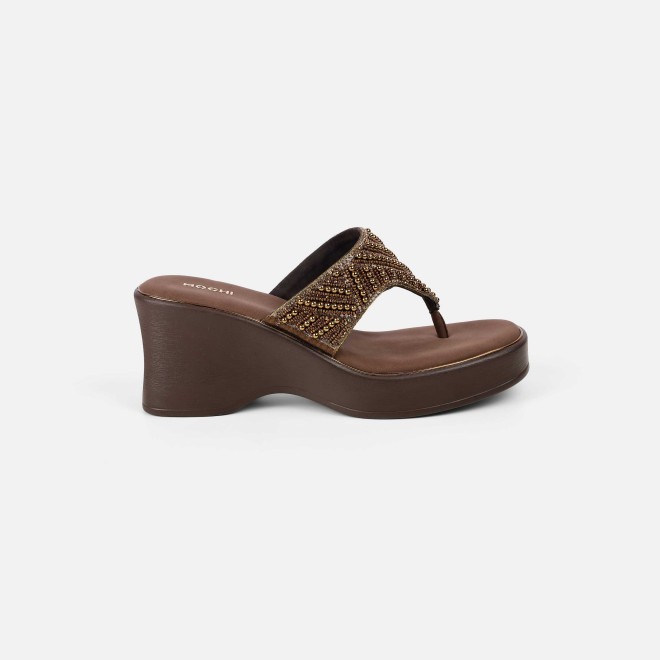 Mochi Women Antic-gold Ethnic Slip Ons (SKU: 35-2434-28-36)