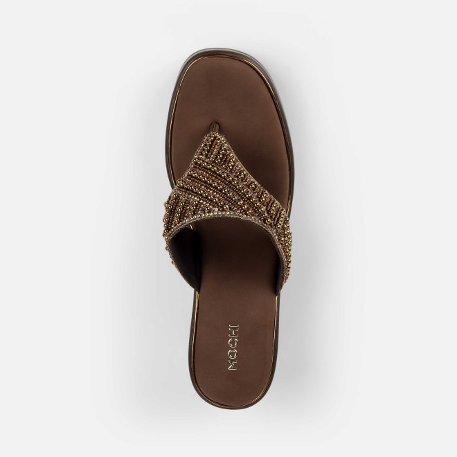 Mochi Women Antic-gold Ethnic Slip Ons (SKU: 35-2434-28-36)