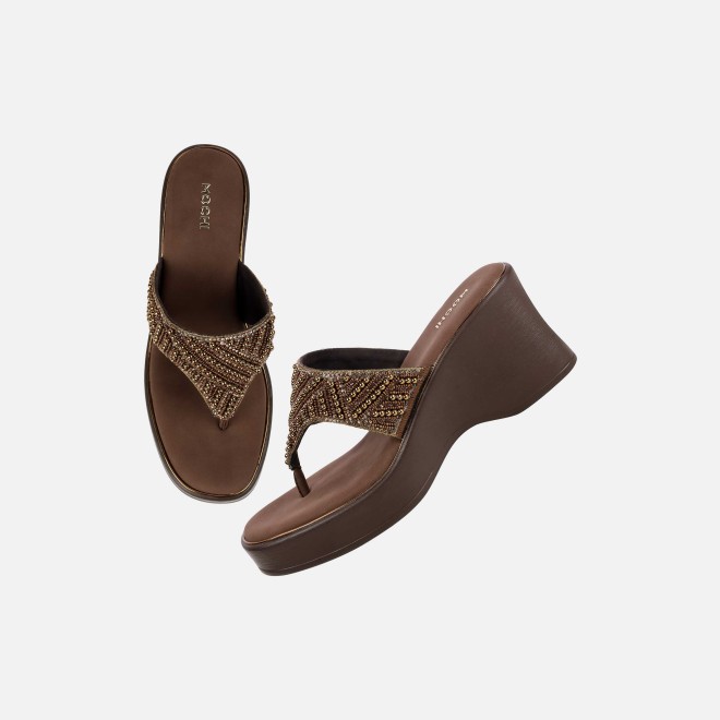 Mochi Women Antic-gold Ethnic Slip Ons (SKU: 35-2434-28-36)
