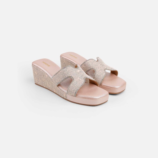 Mochi Women Peach Ethnic Slip Ons (SKU: 35-2496-80-36)
