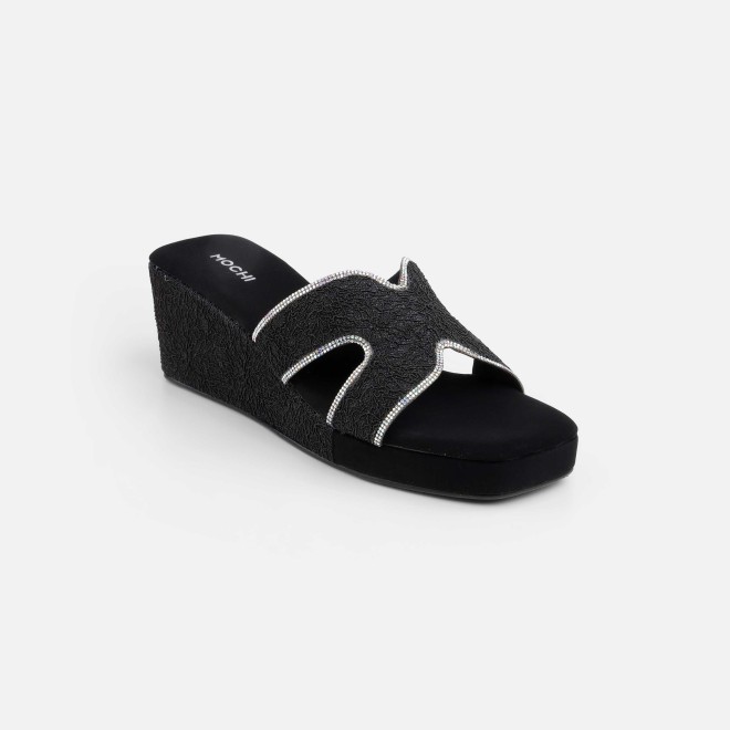 Mochi Women Black Ethnic Slip Ons (SKU: 35-2496-11-36)