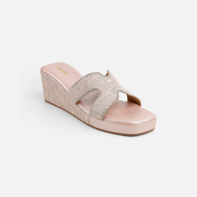 Mochi Women Peach Ethnic Slip Ons (SKU: 35-2496-80-36)