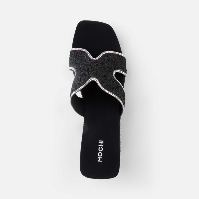 Mochi Women Black Ethnic Slip Ons (SKU: 35-2496-11-36)