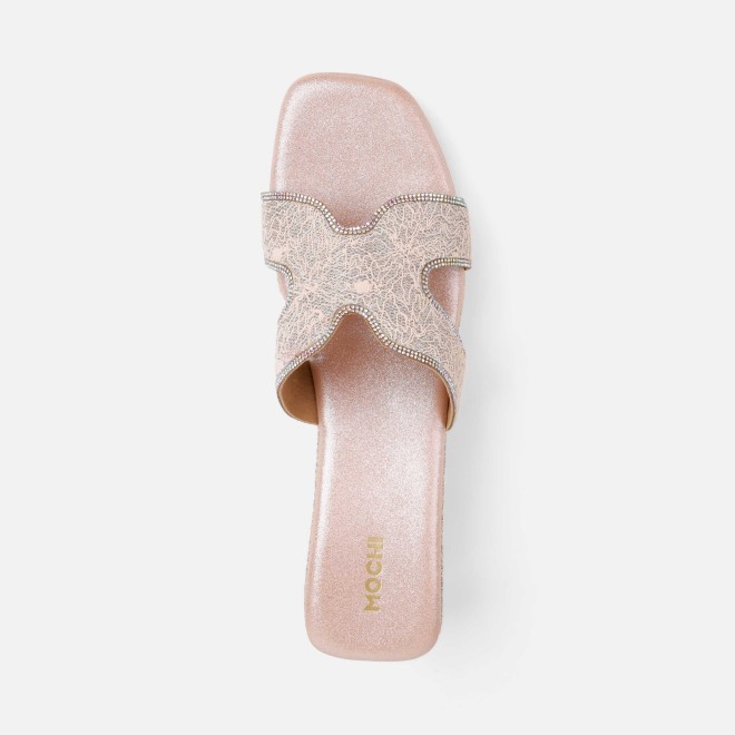 Mochi Women Peach Ethnic Slip Ons (SKU: 35-2496-80-36)