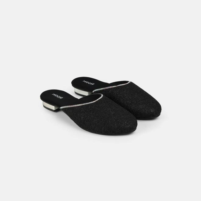 Mochi Women Black Wedding Slip Ons (SKU: 35-2497-11-36)
