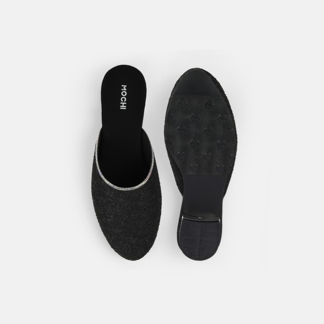 Mochi Women Black Wedding Slip Ons (SKU: 35-2497-11-36)