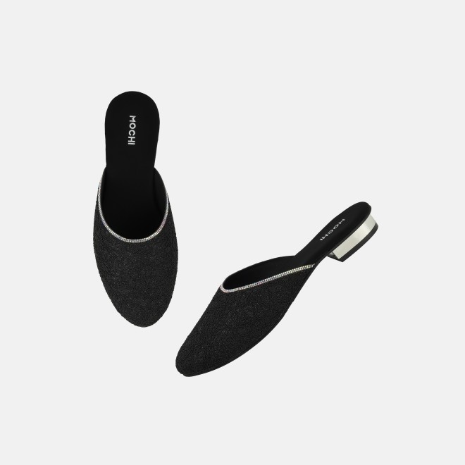 Mochi Women Black Wedding Slip Ons (SKU: 35-2497-11-36)