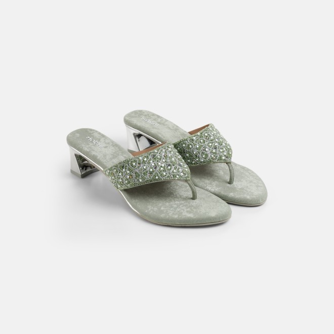 Mochi Women Light-green Ethnic Slip Ons (SKU: 35-250-60-36)