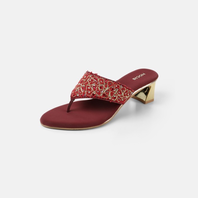 Mochi Women Maroon Ethnic Slip Ons (SKU: 35-250-44-36)