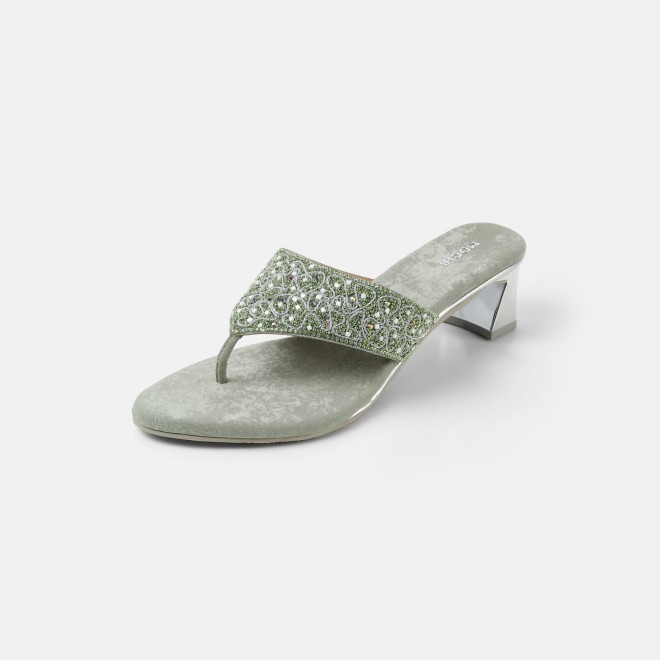 Mochi Women Light-green Ethnic Slip Ons (SKU: 35-250-60-36)