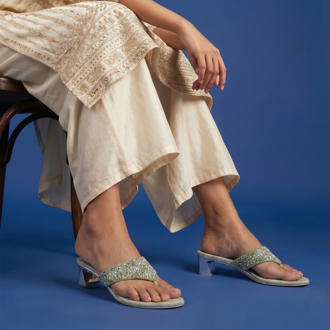 Mochi Women Light-green Ethnic Slip Ons (SKU: 35-250-60-36)
