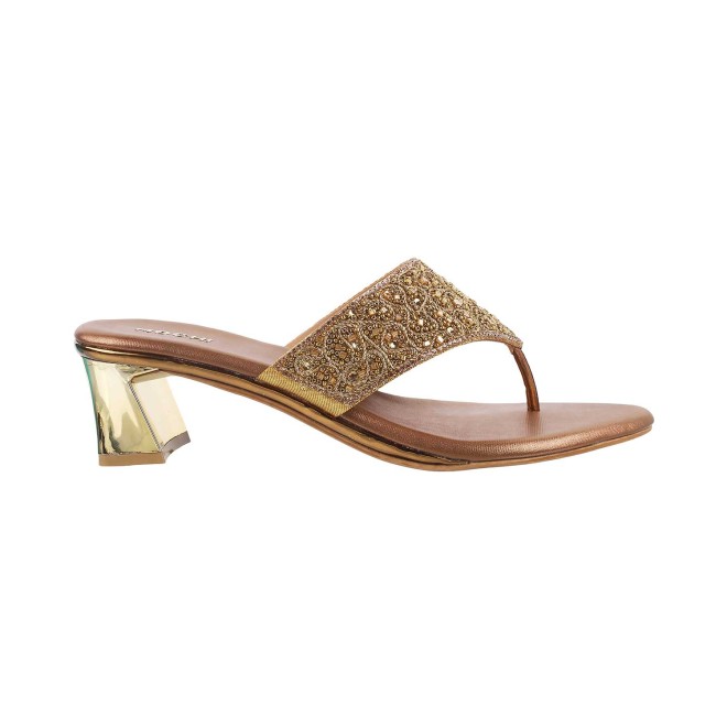 Mochi Women Antique-Gold Ethnic Slip Ons (SKU: 35-250-28-36)