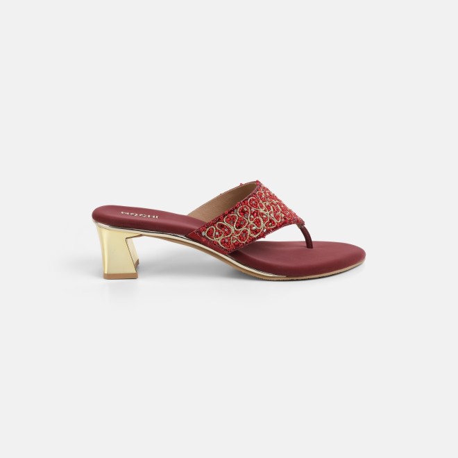 Mochi Women Maroon Ethnic Slip Ons (SKU: 35-250-44-36)