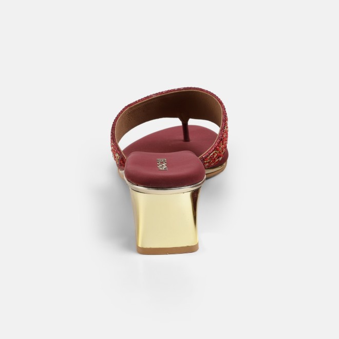 Mochi Women Maroon Ethnic Slip Ons (SKU: 35-250-44-36)