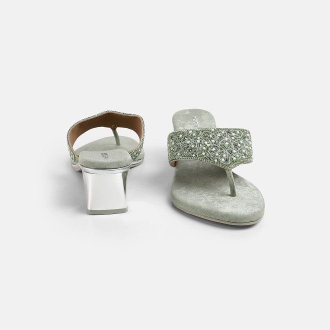 Mochi Women Light-green Ethnic Slip Ons (SKU: 35-250-60-36)