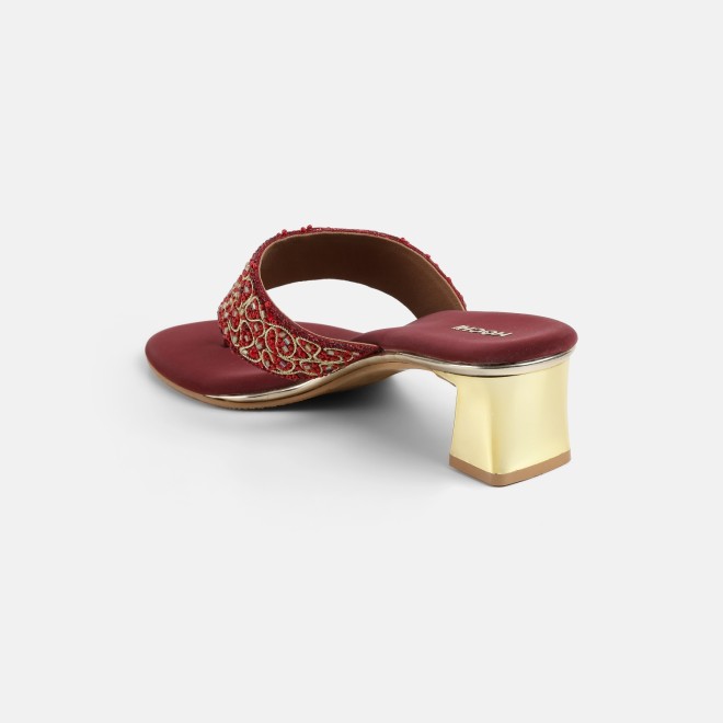 Mochi Women Maroon Ethnic Slip Ons (SKU: 35-250-44-36)