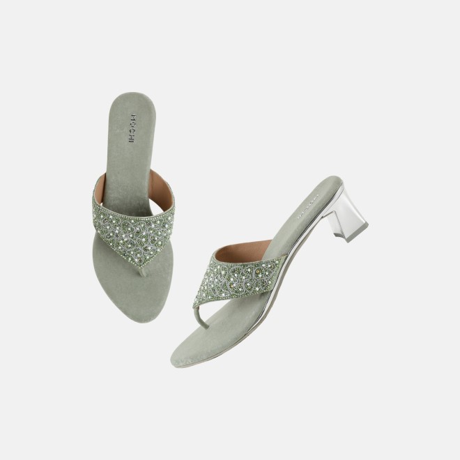 Mochi Women Light-green Ethnic Slip Ons (SKU: 35-250-60-36)