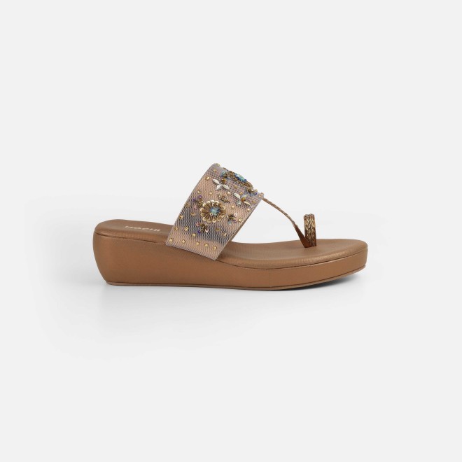 Mochi Women Antic-gold Ethnic Slip Ons (SKU: 35-2500-28-36)