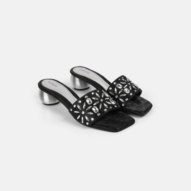 Mochi Women Black Party Slip Ons (SKU: 35-2506-11-36)