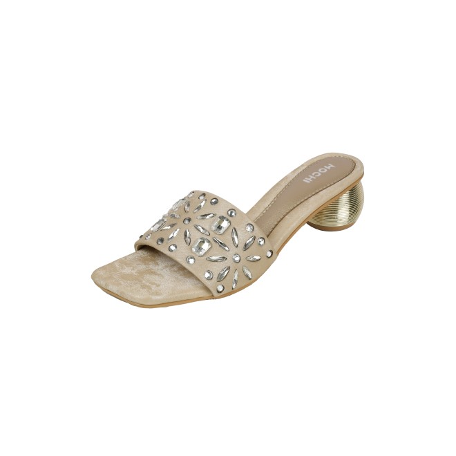 Mochi Women Beige Party Slip Ons (SKU: 35-2506-20-36)
