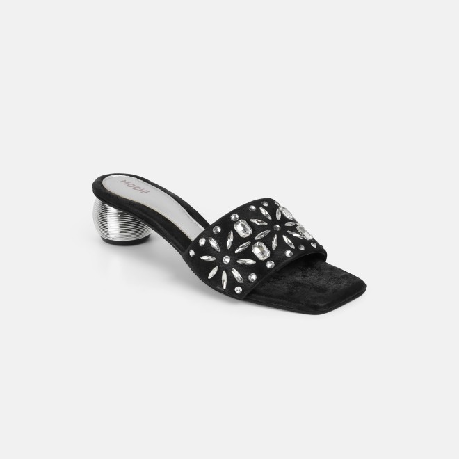 Mochi Women Black Party Slip Ons (SKU: 35-2506-11-36)