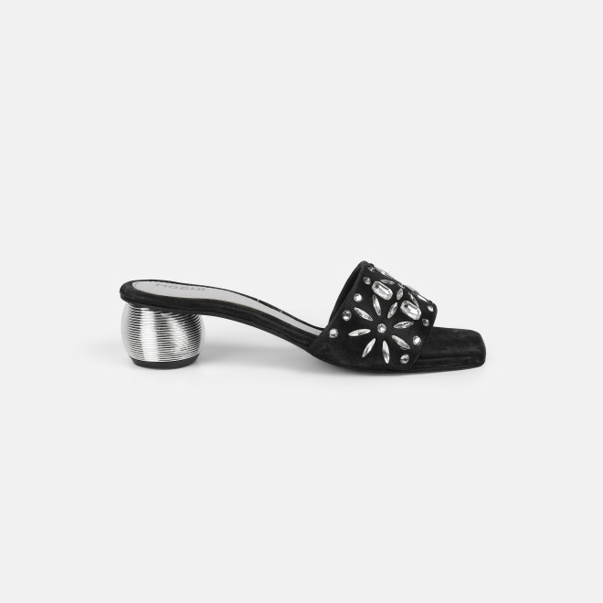 Mochi Women Black Party Slip Ons (SKU: 35-2506-11-36)