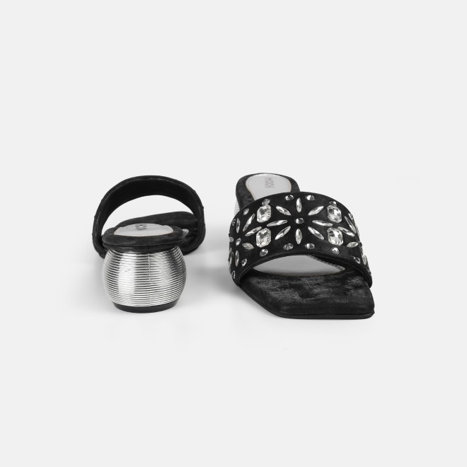 Mochi Women Black Party Slip Ons (SKU: 35-2506-11-36)