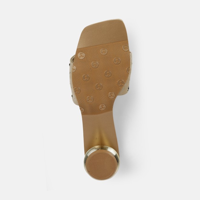 Mochi Women Beige Party Slip Ons (SKU: 35-2506-20-36)