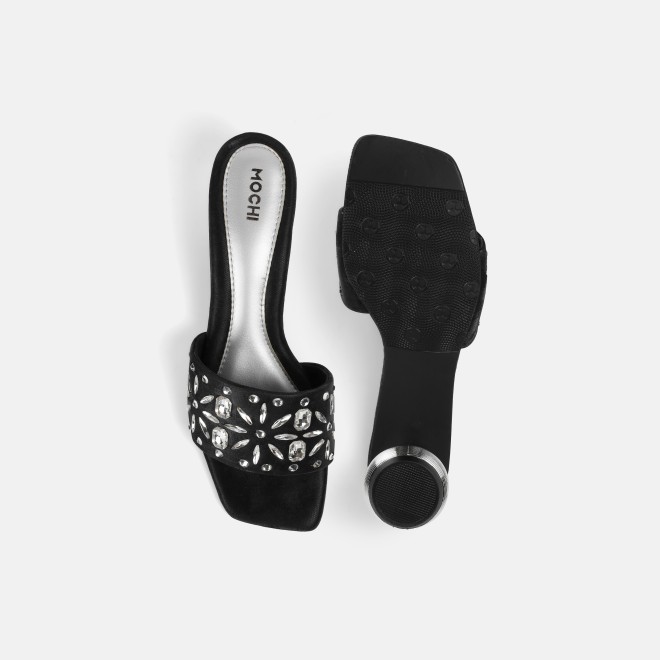 Mochi Women Black Party Slip Ons (SKU: 35-2506-11-36)