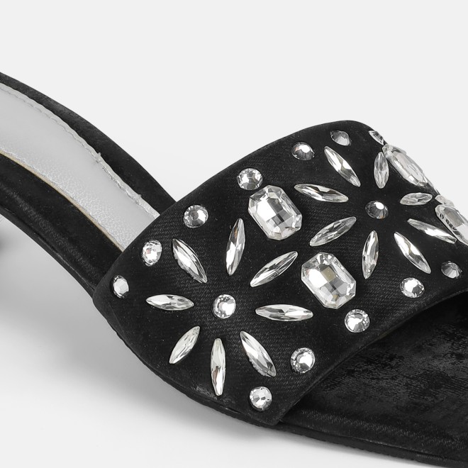Mochi Women Black Party Slip Ons (SKU: 35-2506-11-36)