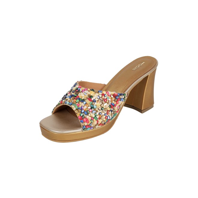 Mochi Women Gold Casual Slip Ons (SKU: 35-2590-15-36)