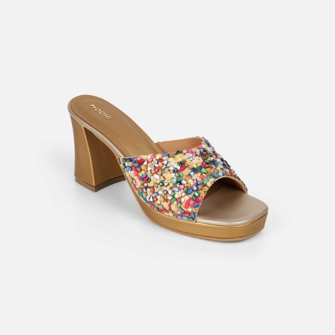 Mochi Women Gold Casual Slip Ons (SKU: 35-2590-15-36)