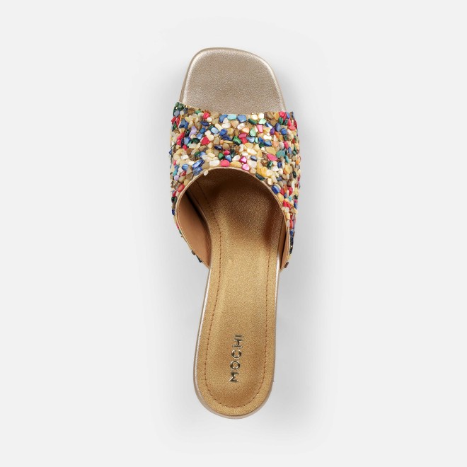 Mochi Women Gold Casual Slip Ons (SKU: 35-2590-15-36)