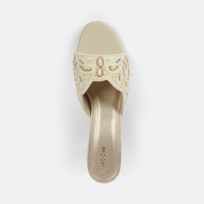 Mochi Women Gold Wedding Slip Ons (SKU: 35-2596-15-36)