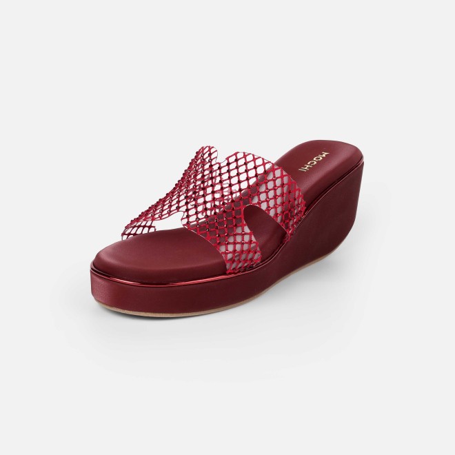 Mochi Women Maroon Casual Slip Ons (SKU: 35-2597-44-36)