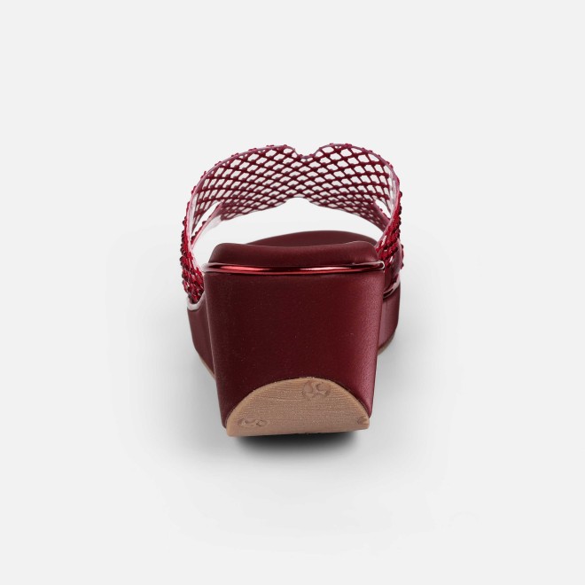 Mochi Women Maroon Casual Slip Ons (SKU: 35-2597-44-36)