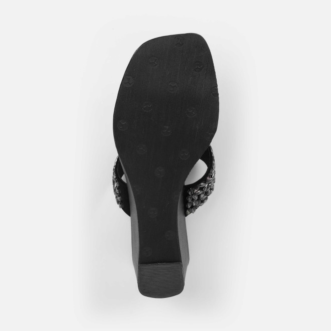 Mochi Women Black Ethnic Slip Ons (SKU: 35-2599-11-36)