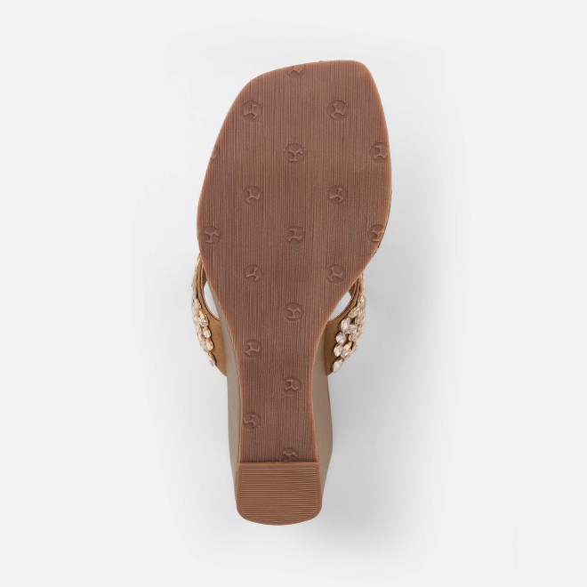 Mochi Women Antic-gold Ethnic Slip Ons (SKU: 35-2599-28-36)