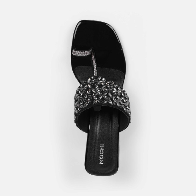 Mochi Women Black Ethnic Slip Ons (SKU: 35-2599-11-36)