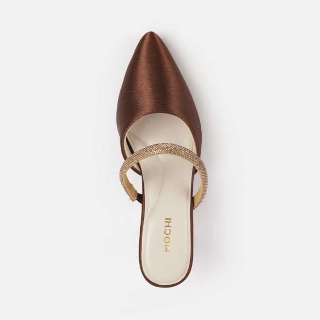 Mochi Women Bronze Formal Slip Ons (SKU: 35-2600-46-36)