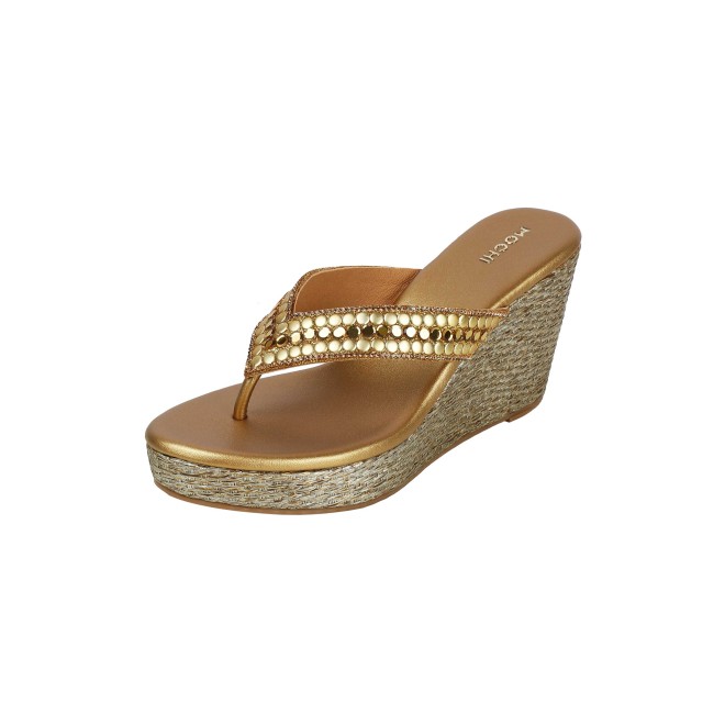 Mochi Women Antic-gold Ethnic Slip Ons (SKU: 35-2619-28-38)