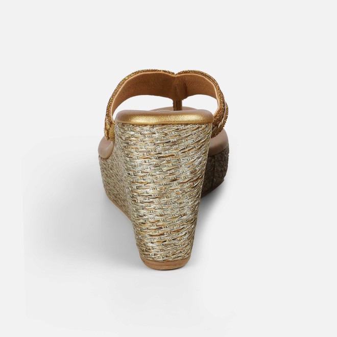 Mochi Women Antic-gold Ethnic Slip Ons (SKU: 35-2619-28-38)